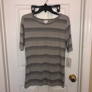 Large grey striped Lularoe Gigi top